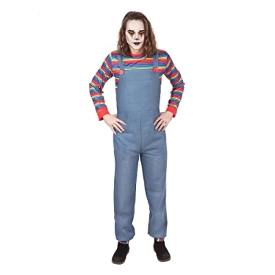 Image of Bristol Novelty AF183XL Denim Demon Male Extra Large Clown Costume, Men, Multi Colour, Chest 44&quot; 52&quot;