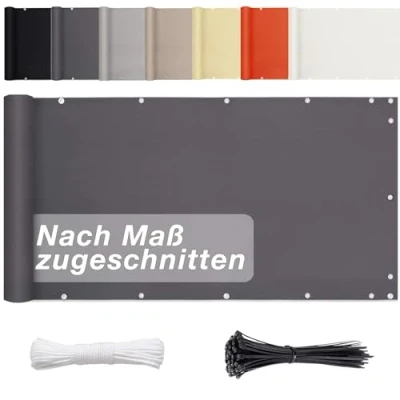 Image of Balcony Cover Privacy Screen 70 cm x 1200 Weatherproof 100% Robust Decoration for Railing, Patio and Garden Anthracite