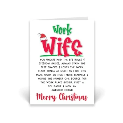 Image of Rib Ticklerz Work Wife Bestie Colleague Christmas Card Merry Secret Santa Gifts Friend Coworker Present Funny Novelty Banter Office Women CD991