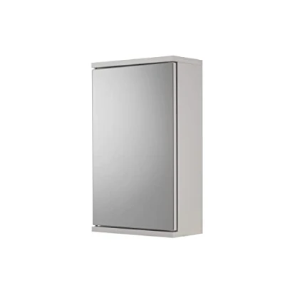 Image of Croydex Simplicity Classic One Door Corner Bathroom Cabinet, MDF Carcass with Adjustable Shelf, Cabinets Mirror, Magnetic Catch, 120 Hinge, Wall 500x300x240mm
