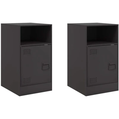 Image of vidaXL Bedside Cabinets 2pcs Black 34.5x39x62 cm Steel