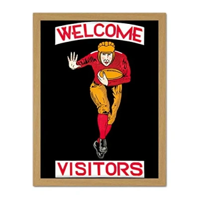 Image of Wee Blue Coo Rugby Welcome Visitors Vintage Artwork Framed Wall Art Print 18X24 Inch