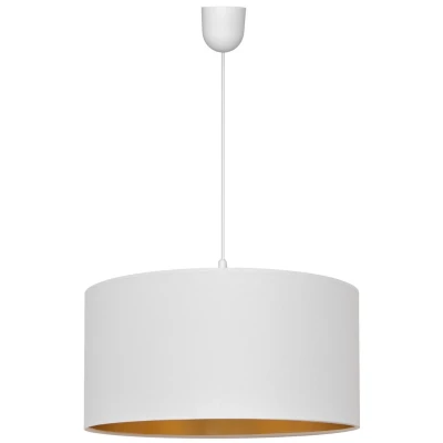 Image of Alba Cylindrical Pendant Ceiling Light White, Gold 40cm