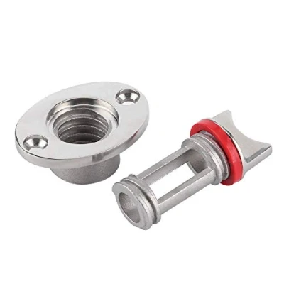 Image of Boat Drain Plug Replacement Kit Holes Plugs Marine Polished Garboard Fits Hole Screw Thread Corrosion Resistant 316 Stainless Steel