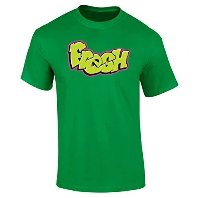 Image of Mens Fresh Graffiti Spray Prince Style T Shirt Green (XXL)