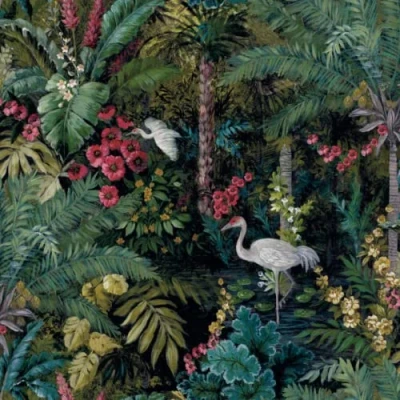 Image of Holden Decor Jungle Paradise Wallpaper Black Statement Feature Wall