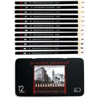 Image of YSLON Professional Sketch and Drawing pencils set,Art Pencil(8B 2H). (12 Count)