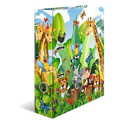 Image of HERMA Lever Arch File Kindergarten Animals with Jungle Motif, A4, 70 mm Spine, Inner Print, 1 Folder