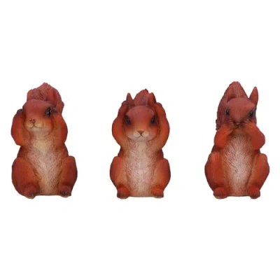 Image of Nemesis Now Three Wise Squirrels 9cm, Resin, Red, Red Squirrels, Occult Figurine Trio Set, Squirrel Gift, Cast in the Finest Expertly Hand Painted