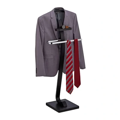 Image of Relaxdays Valet Stand for Men, 70% fibreboard 30% steel, H x B W Approx. 112x46x32 cm