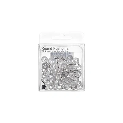 Image of Bi Office PI1219 Round Push Pins, Metal/Plastic, Clear