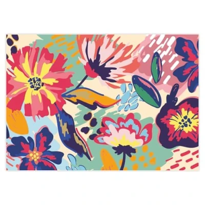 Image of #detailverliebt dv_1021 Table Mats with Colourful Flower Motif, DIN A3 Square Paper Place Mats, Modern Design, Disposable Brown, Catering and Household, Pack of 100