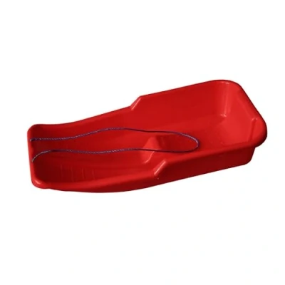 Image of Kids Heavy Duty Snow Sledge for and Adults, Winter Toboggan Sleigh Sled With Rope Plastic Ski Board, Pull Strap Skateboard Outdoor Snow, Skiing Speeder, High Performance (Red)