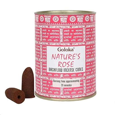 Image of Rose Backflow Incense Cones 9cm x 7cm (Pack of 6) Premium Aromatic Relaxation Perfect for Home &amp; Office Decor