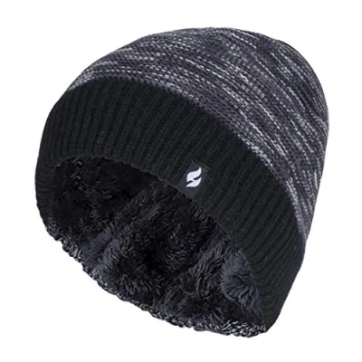 Image of HEAT HOLDERS Ladies Garter Knitting Pattern Thermal Knitted Beanie Hat for Winter with Fleece Lining (One Size, Black)