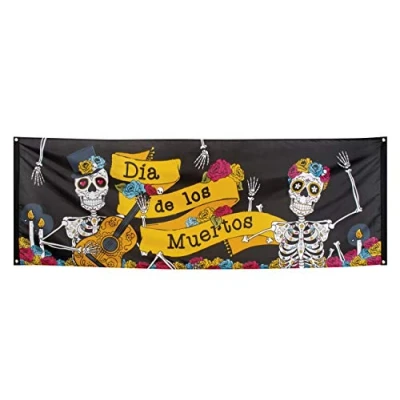 Image of Boland 10134328 Banner Decoration “Dia De Los Muertos (74 X 220 Cm) Polyester, Multi Colour, Multicoloured, Taglia Unica