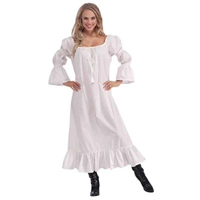 Image of Bristol Novelty AC190 Women&#039;s Medieval Chemise Dress White, Size 10 14