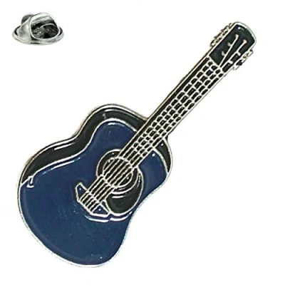 Image of Blue Acoustic Guitar Music Metal Enamel Lapel Pin Badge xjkb4 57