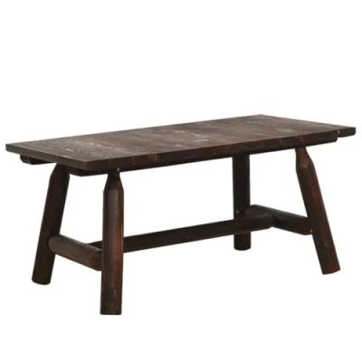 Image of vidaXL Solid Wood Coffee Table Rustic Burned Look Brown Spruce Living Room Couch 90x50x41 cm