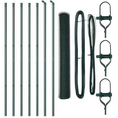 Image of vidaXL Hexagon Fence Green 1,4x10 m Steel