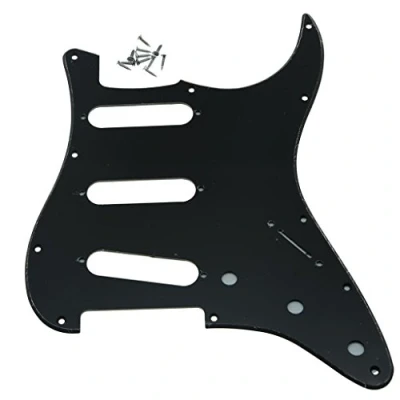 Image of Dopro 11 Hole Vintage 62 Strat ST SSS Single Coil Pickups Guitar Pickguard Scratch Plate with Screws for American Fender Stratocaster Black 1 Ply