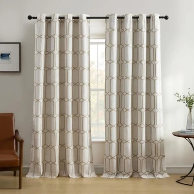 Image of Elrene Room Darkening Grommet Linen Window Curtain Drape Panel, Fabric, Taupe, 52&quot; W x 84&quot; L (Pack of 1)