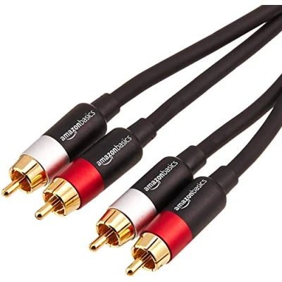 Image of Amazon Basics 2 RCA Audio Cable for Amplifier,Active Speakers or Subwoofer with Gold Plated Plugs, 1.22 m, Black
