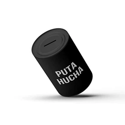 Image of Fisura Original money box. Large steel box for adults. Tin gift. Measures: 13 x 20 centimetres. (P*ta hucha, black)