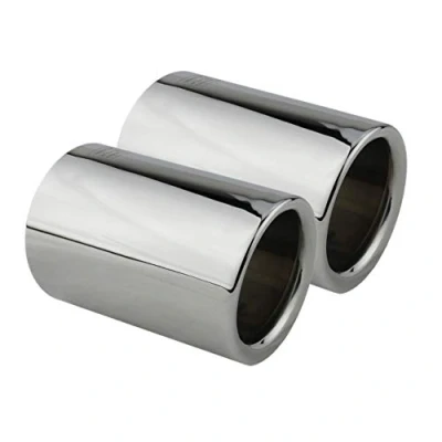 Image of L&amp;P A306 2 exhaust trims, tailpipe chrome stainless steel, mirror polished, for F20 F21 125i 125d 225d F30 F31 325d 330d trim plug &amp; play tailpipes