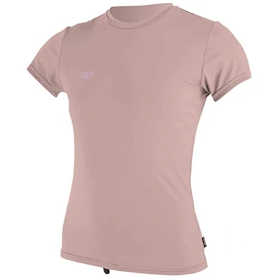 Image of O&#039;Neill Girls Premium Skins Short Sleeve Sun Rash Tee T Shirt Top Peony Easy Stretch Quick Dry