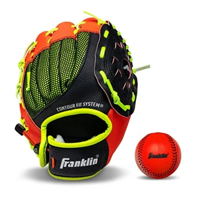 Image of Franklin Sports Kids Baseball Glove NeoGrip Boys + Girls Youth Tball Toddler Teeball Mitt Right Hand Throw Red 9.0&quot;