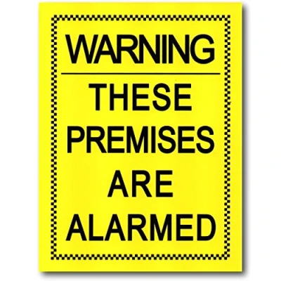 Image of EPOSGEAR® &quot;Warning These Premises Are Alarmed&quot; Rigid Plastic Safety Security Sign 200mm x 150mm (5 Signs, Without Holes)