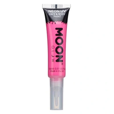 Image of Neon UV Face &amp; Body Paint with Brush Applicator by Moon Glow 15ml Intense Pink