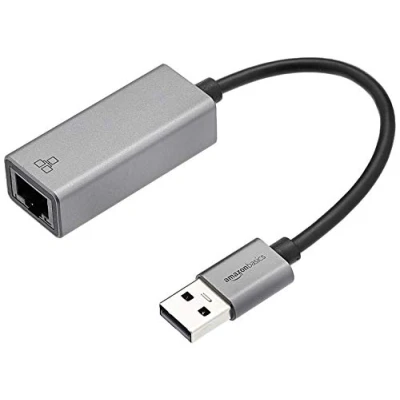 Image of Amazon Basics Aluminum Gigabit USB 3.0 to Ethernet Adapter Compact Plug and Play Network Adapter, Grey