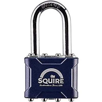 Image of Henry Squire Stronglock Laminated Long Shackle 4 Pin Double Locking Padlock, 1.5 inch Length,Black