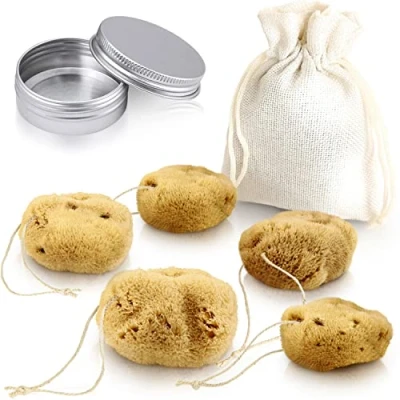 Image of tom&amp;pat Menstrual Sponge with String, Alternative to Soft Tampon and disc DERMATEST: Very Good, Travel Change case, Natural Washable &amp; Reusable (Size S / 5 x 3 cm)