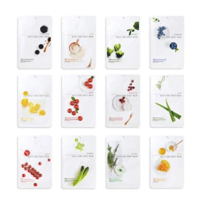 Image of EUNYUL [Pack of 12] Daily Care Face Sheet Mask Pack 12 types Korean Skincare Hydrating &amp; Nourishing masks beauty