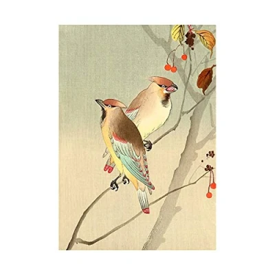Image of Wee Blue Coo Painting Nature Bird Autumn Japan Ohara Koson Wall Art Print