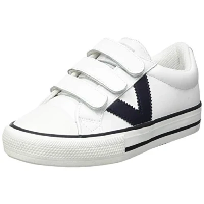 Image of victoria Tribu Leather Effect Low Tennis &amp; Logo in Contrast Straps 1065162 for Kids Blanco 34