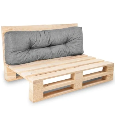 Image of bananair Pallet Cushions Outdoor Water Repellent &amp; UV Resistant Fabric Highly Comfortable Foam Padded Garden Furniture (Backrest Cushion 120x40 cm, Grey)