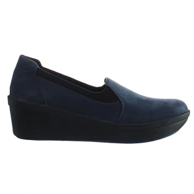 Image of Clarks Step Rose Moon Womens Navy Wedges Blue Size UK 4