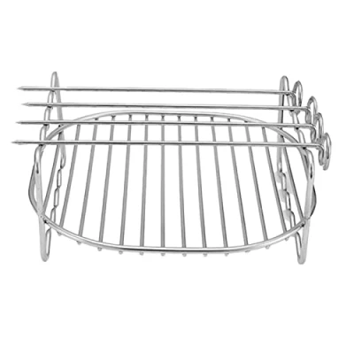 Image of CHAODI Air Fryer Rack Grill Double Layer Multi Purpose Airfryer Accessory with Skewers Stand for Cooking Steaming Baking, 6, 7, 8 inches