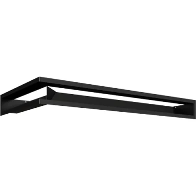 Image of KRATKI Luft Air Vent Grille for Fireplaces Right Corner Grid with Covered Inlet at 45 Degrees Angle Front Concealed Joints Powder Coated Steel 40x80x9cm Black