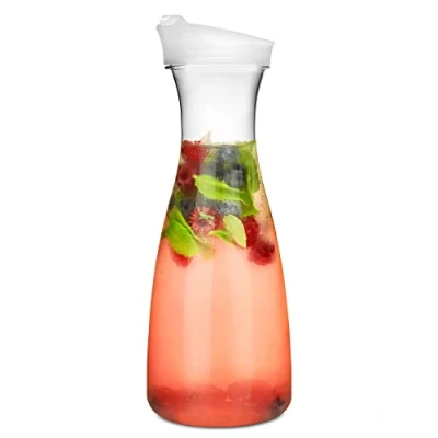 Image of bar@drinkstuff Plastic Carafe with Lid 35oz / 1ltr Pack of 6, Transparent, DS44339