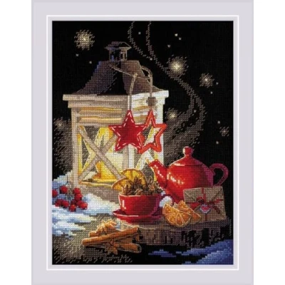Image of RIOLIS Counted Cross Stitch Kit 7&quot;X9.5&quot; Winter Tea Time (14 Count)