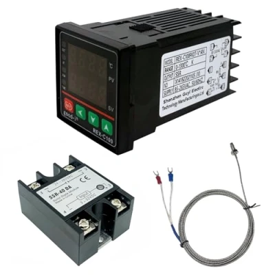 Image of Digital Temperature Controller REX C100, 0 ℃ 1300 Alarm PID Kits Intelligent Thermostat Relay Output with K Type Thermocouple Sensor