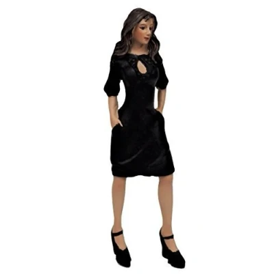 Image of Melody Jane Dolls House People Modern Woman in Little Black Dress Resin Figure
