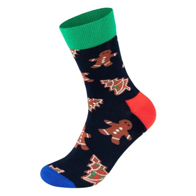 Image of Happy Socks Gingerbread Cookies GIFT BOX Unisex Socks, Size: 7.5 11.5, Navy