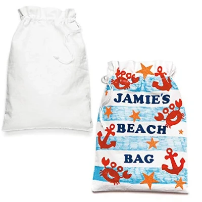 Image of Baker Ross AR611 Large Drawstring Bags Pack of 2, Fabric Canvas Carrier for Kids to Personalise and Paint Your Own in Children&#039;s Arts Crafts, White