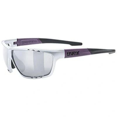 Image of uvex Sportstyle 706 Sports Sunglasses for Men and Women Mirrored Lenses Anti Fog Technology Silver Plum Matt/Silver One Size